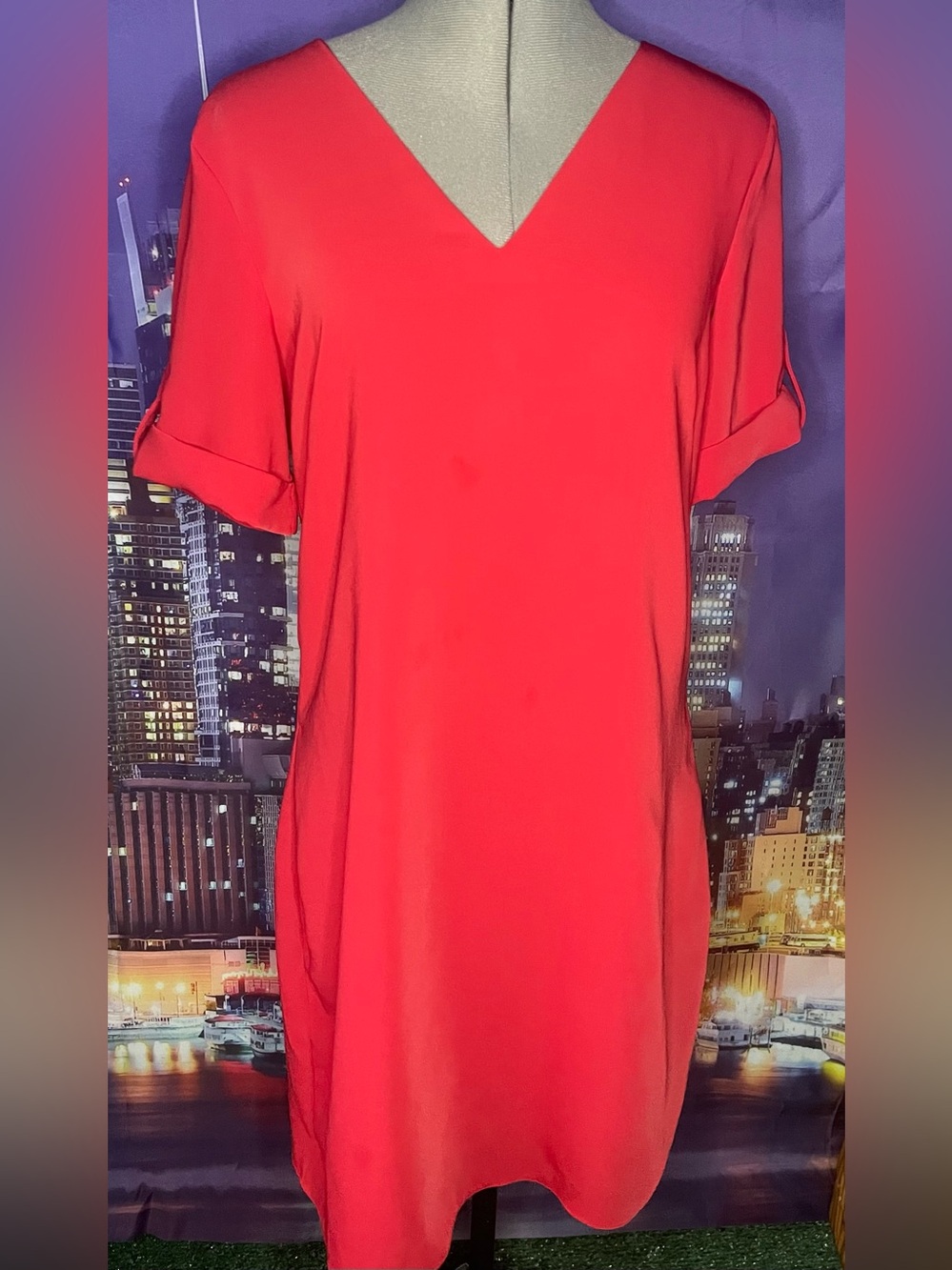 Ralph Lauren Bright Red V-Neck Dress